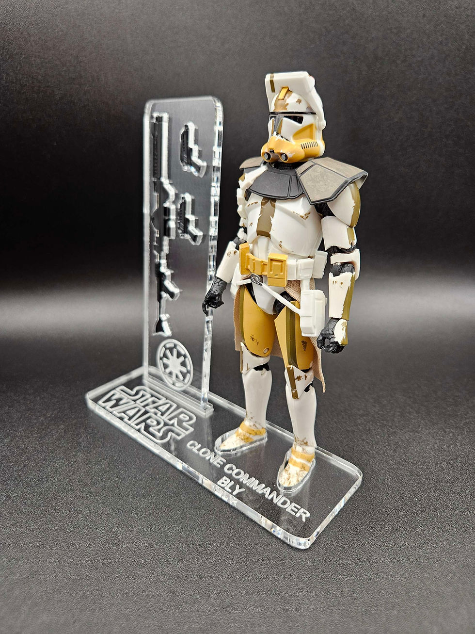 Thumbnail: Clone Commander Bly (Red line) Box #104 Acrylic Base Set **NO Toy Included**