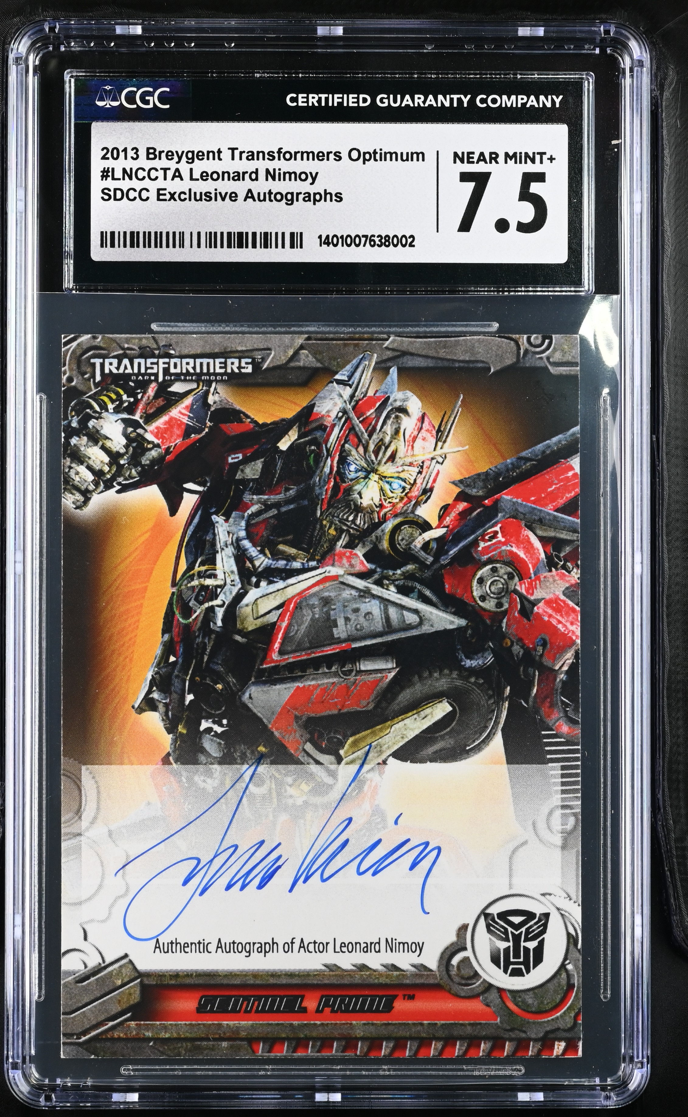 2012 Transformers Autograph Leonard Nimoy as Sentinal Prime CGC 7.5 SDCC 1 of 45