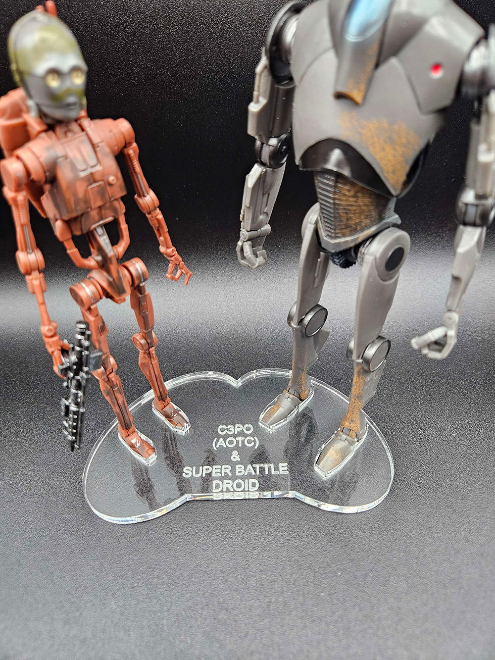 Miniature :  C-3PO B1 Battle Droid & Super Battle Droid (AOTC) 2 Pack 🔥Acrylic Dual Base 🔥