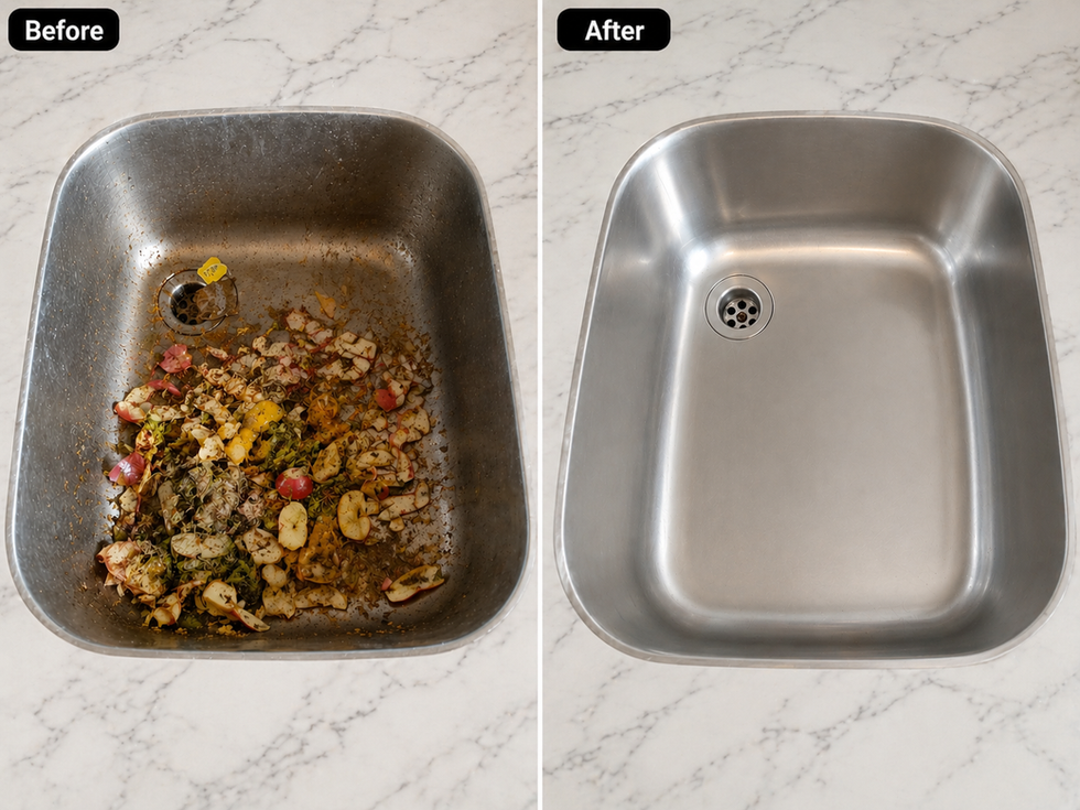 Cleaned kitchen sink after professional deep cleaning service in the Netherlands, removing grease, stains, and buildup for a