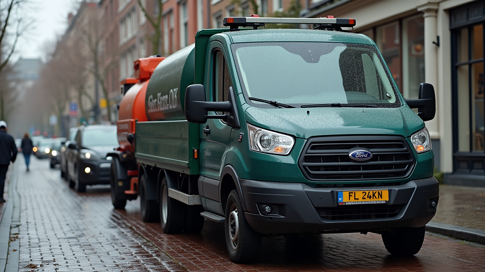 Close-up van een schoonmaakwagen met schoonmaakmiddelen in Den Haag