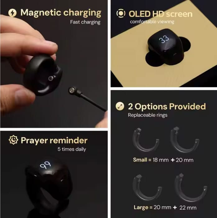 Thumbnail: Itasbih Zikr Ring Salah Reminder recharchable - Zikr ring - Smart tasbih - Digit