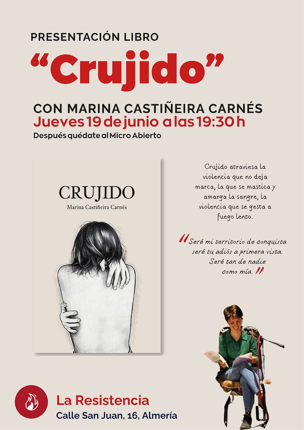 Presentación del libro "Crujido" de Marina Castiñeira Carnés