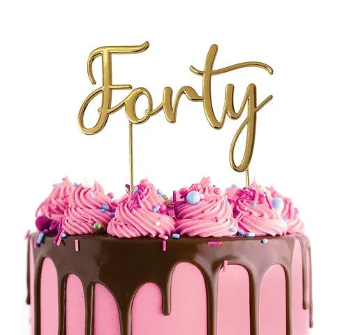 Gold Plated Cake Topper - Forty