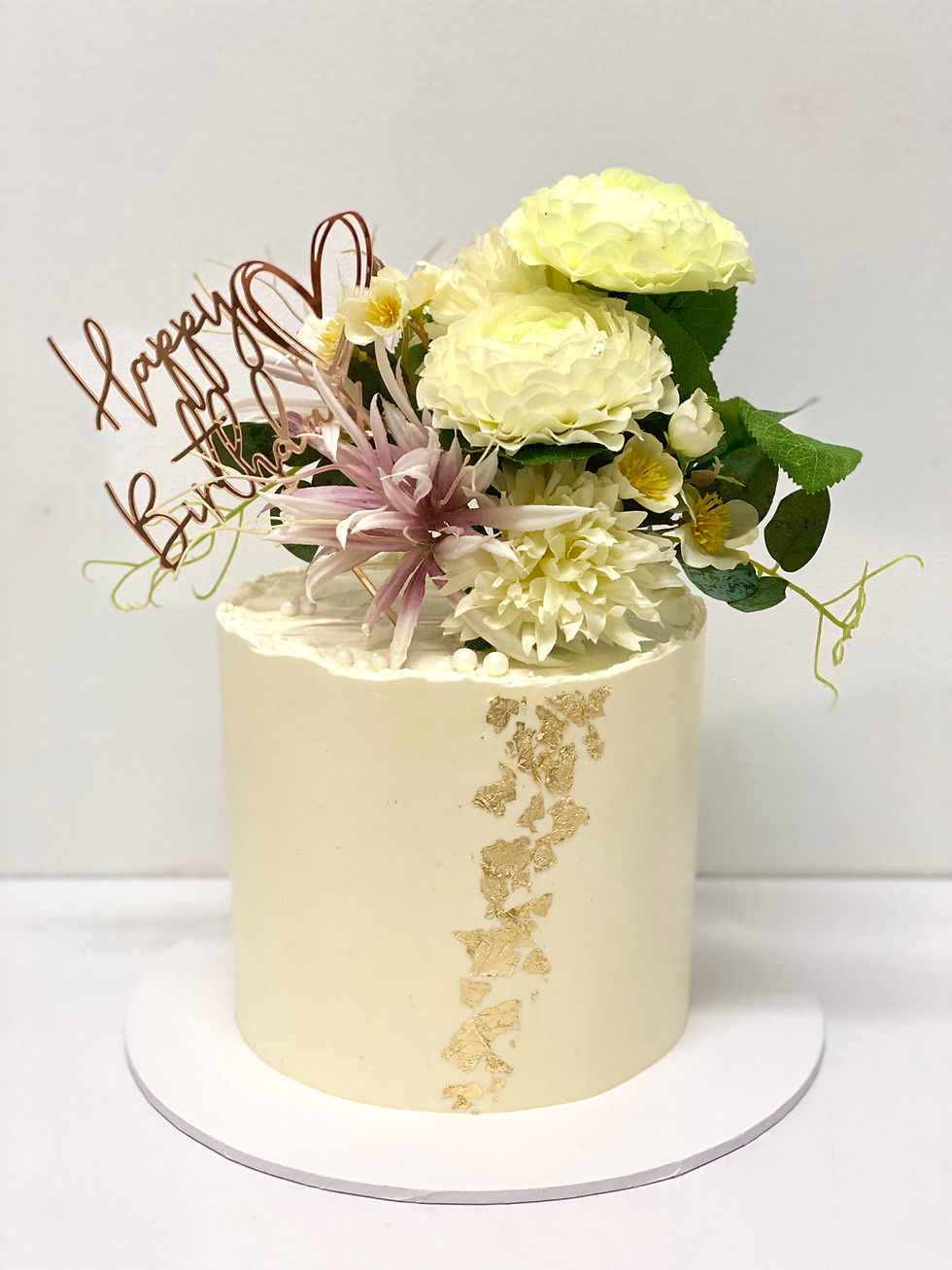 White Floral Birthday Cake