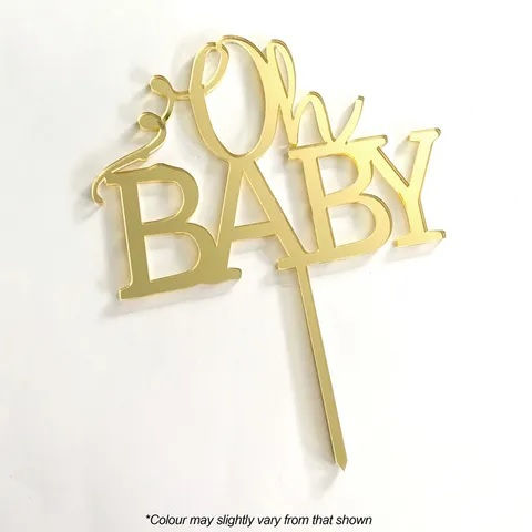 Gold Mirrored Cake Topper - Oh Baby