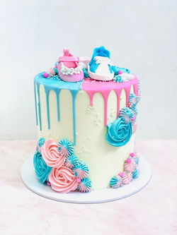 Pink And Blue Booties Gender Reveal Cake