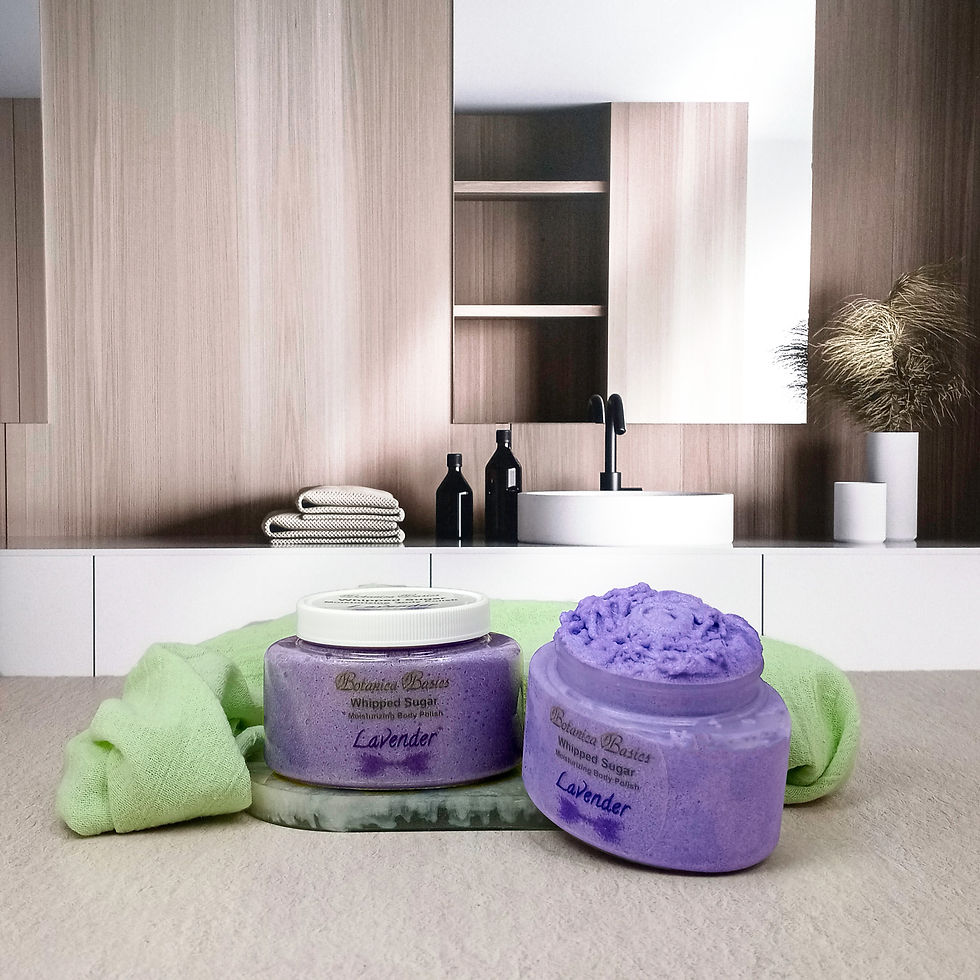 lavender body polish spa setting