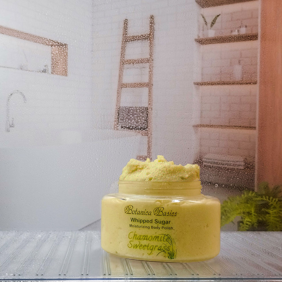 chamomile sweet grass body polish in shower