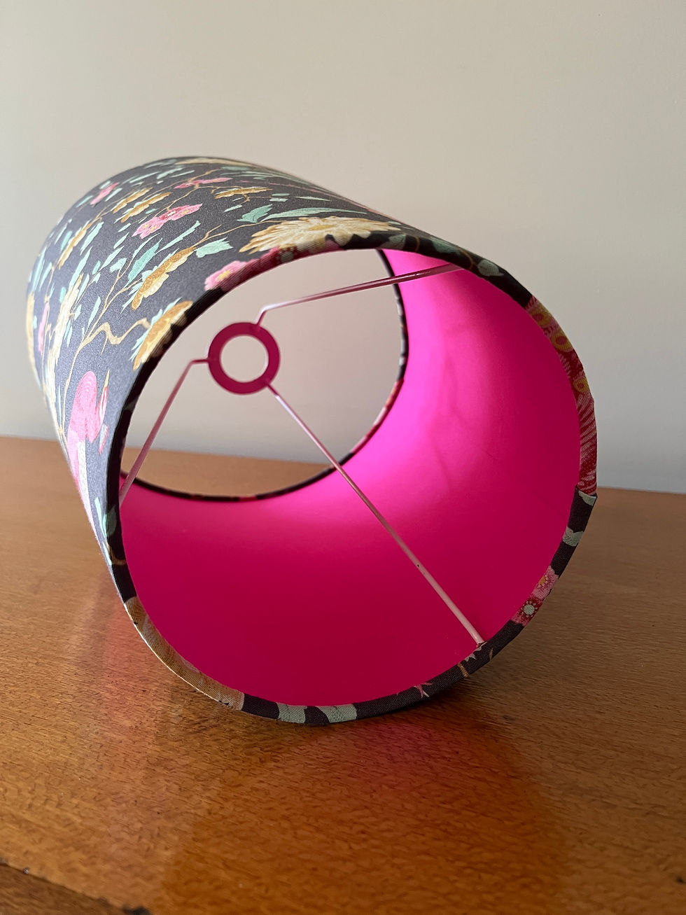 Thumbnail: Pink peacock garden scene lampshade