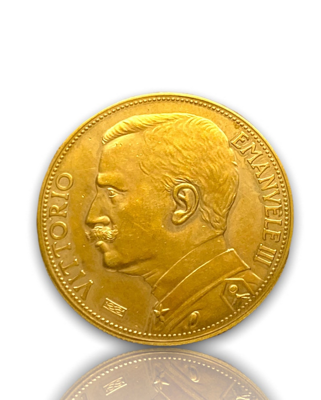 Gold Coin 100 Lire - Vittorio Emanuele III gold plated Italian coin 1912 REPLICA