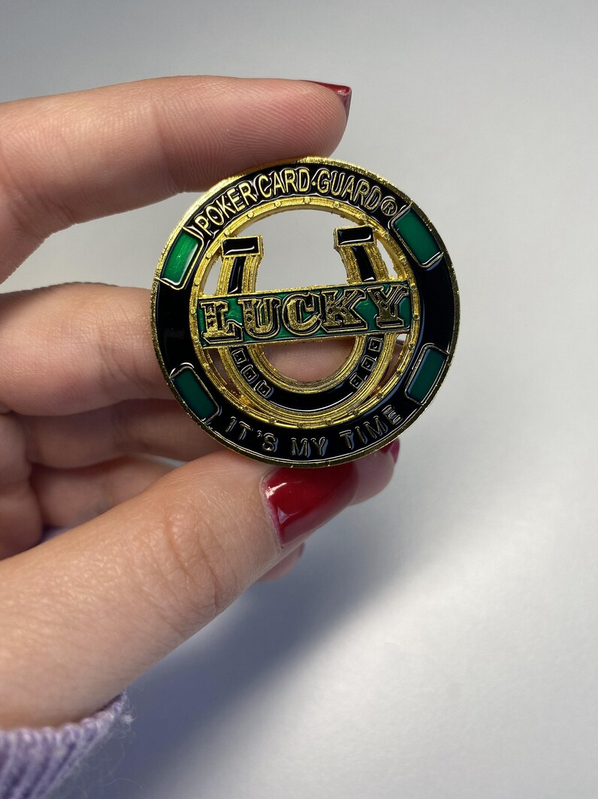 Thumbnail: Gold Green Lucky Coin, Poker gold plated coin 1pcs it's my time !