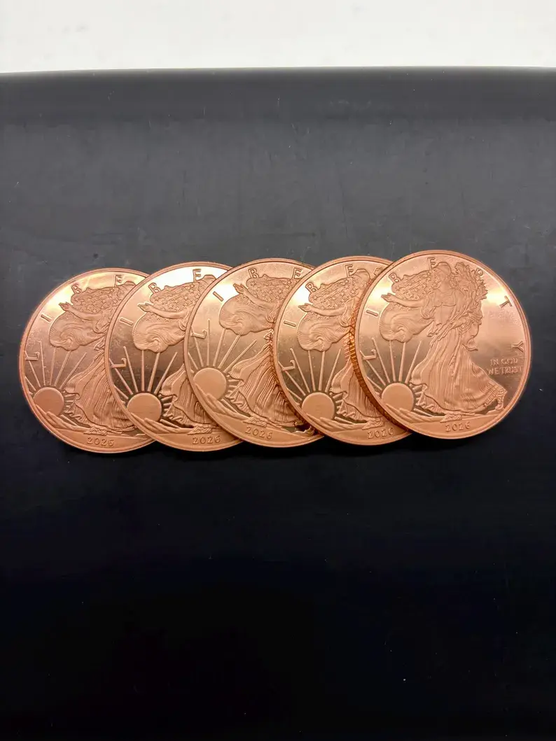 Thumbnail: 5-Piece Set: 1oz .999 Fine Pure Copper Walking Liberty Rounds (2026 Edition)