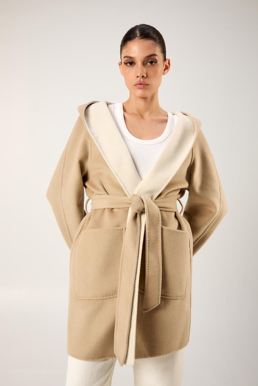 Miniatura: Sobretudo Capuz Bicolor