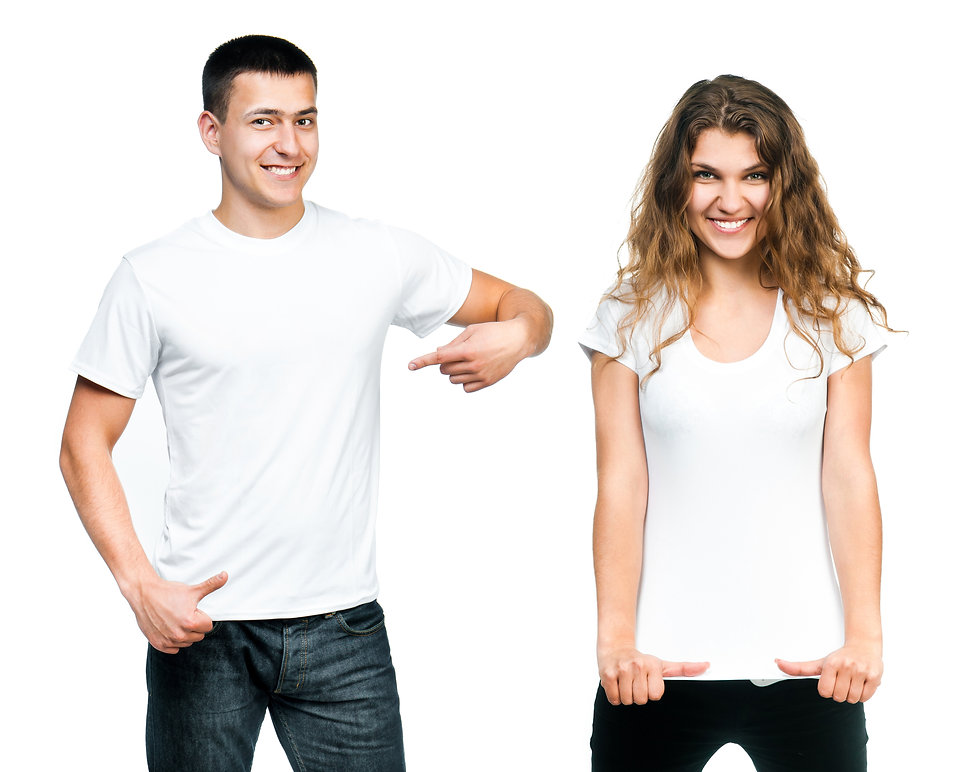 people with blank shirts ready to be customized