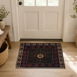 Vintage Afghan Baluch Geometric Bag-Face Rug – 2′6″ × 2′1″ | Miami