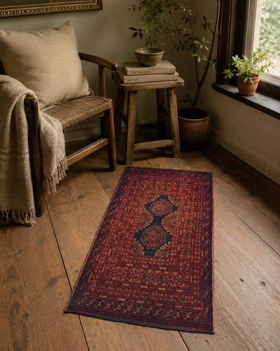 Vintage Afghan Baluch Double-Medallion Rug – 1′6″ × 2′9″ | Miami Rugs