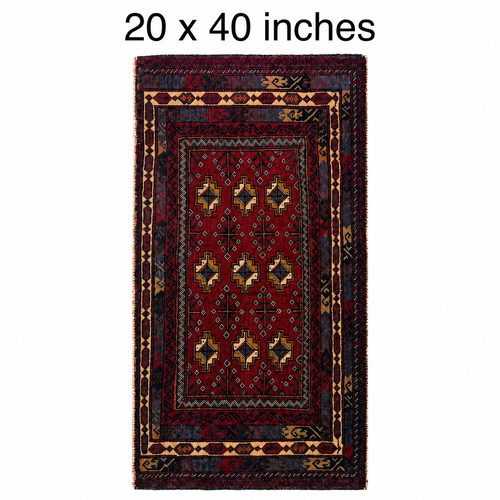 Vintage Afghan Baluch Geometric Balisht Rug – 1′8″ × 3′4″ | Miami Rugs