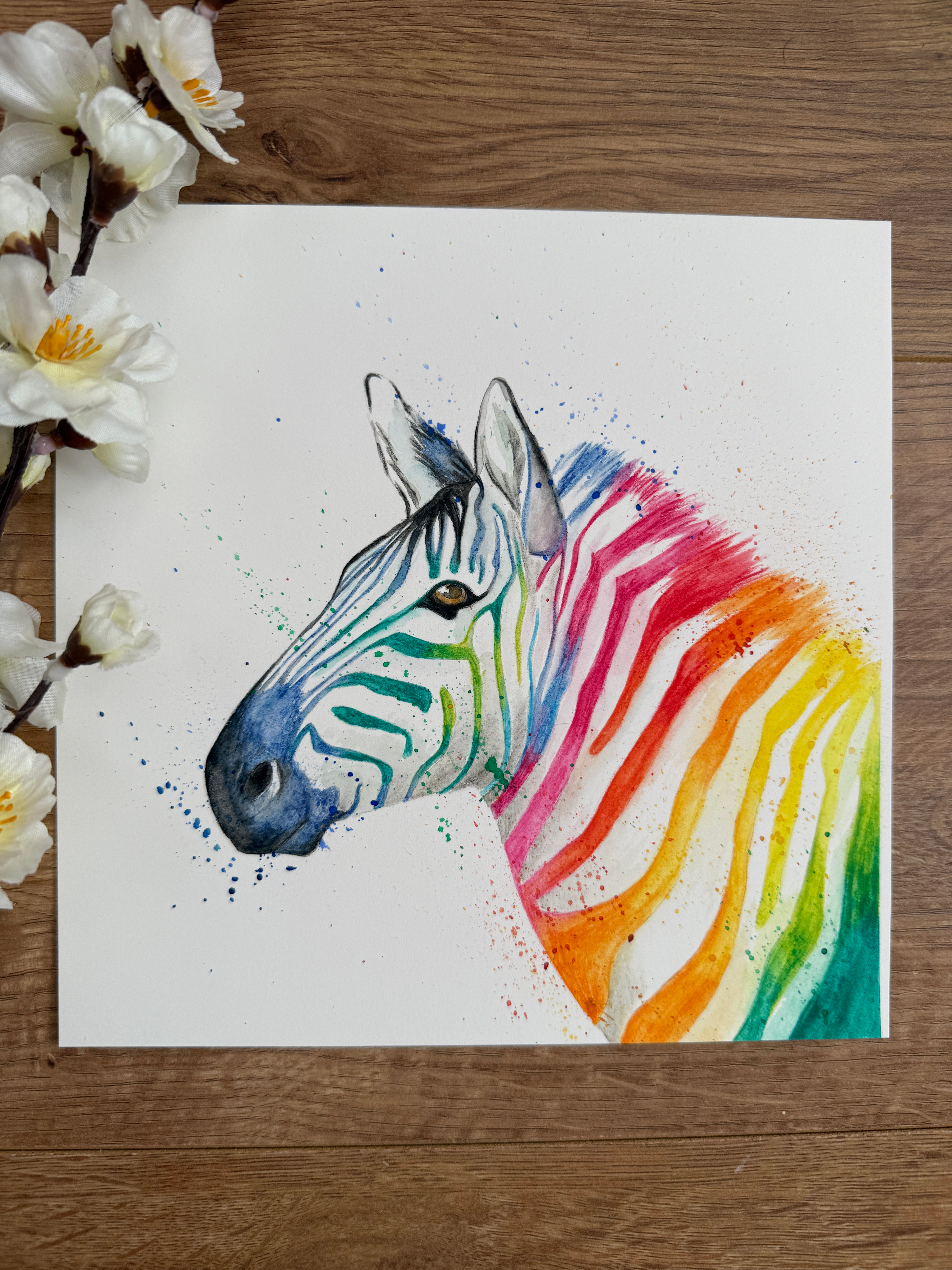 Rainbow Zebra Original Artwork