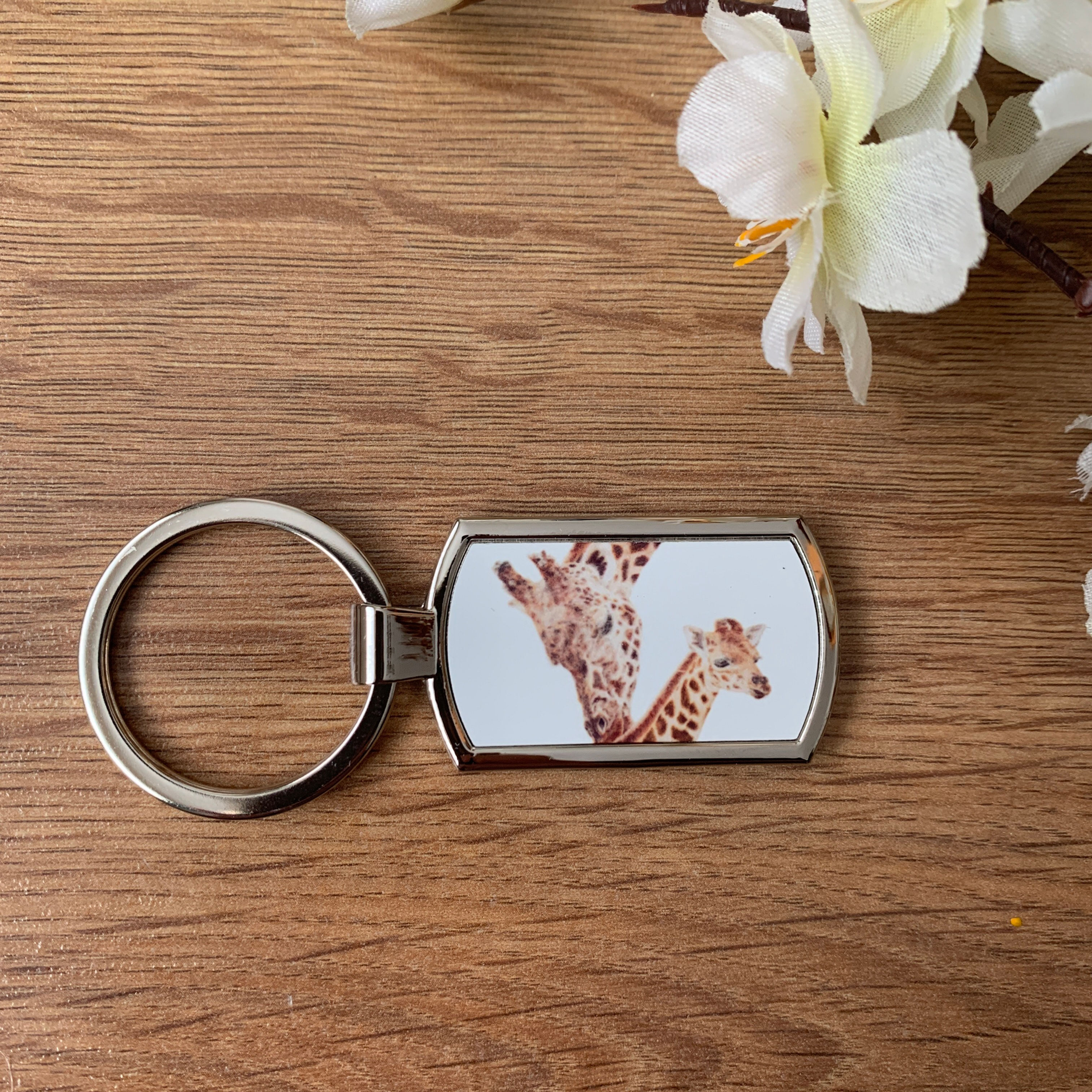 Giraffe Metal Keyring