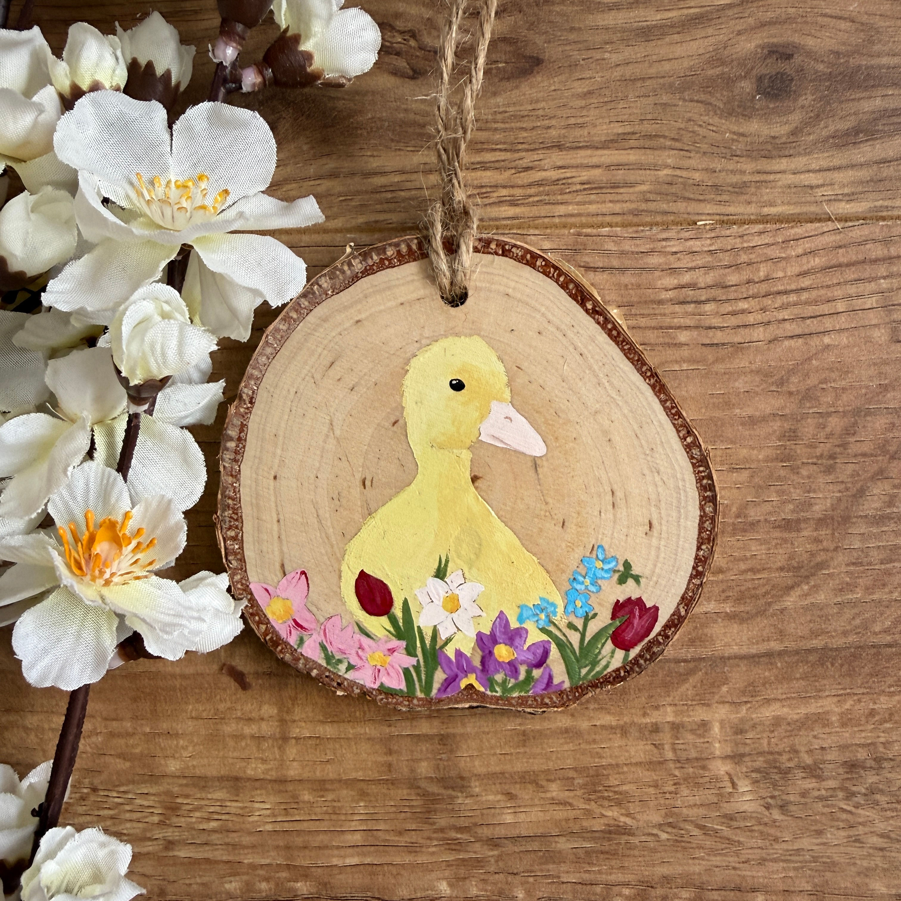 Duckling Wood Slice Decoration