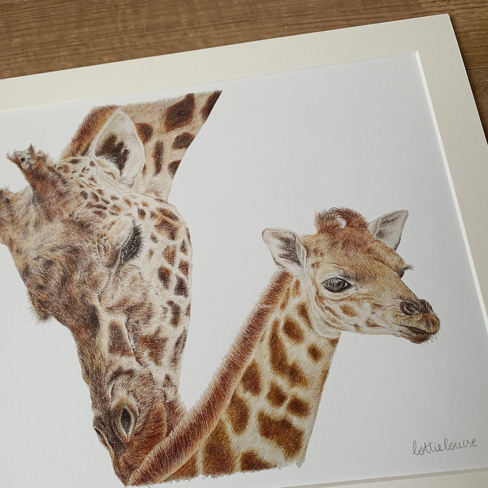 Thumbnail: 'A Mother's Love is Forever' Giraffe Print - 14x11 inches