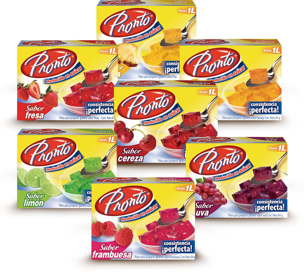 Gelatinas en polvo Pronto sobre con 84 gr