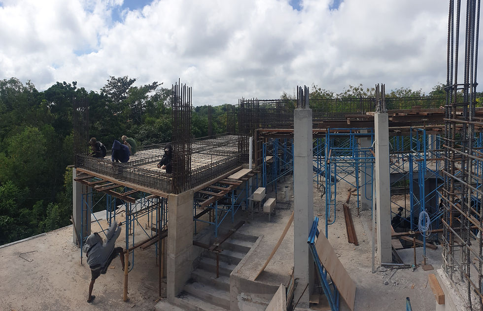 Reinforced concrete villa frame with steel rebar under construction in Bali by CONTRACTOR.BALI