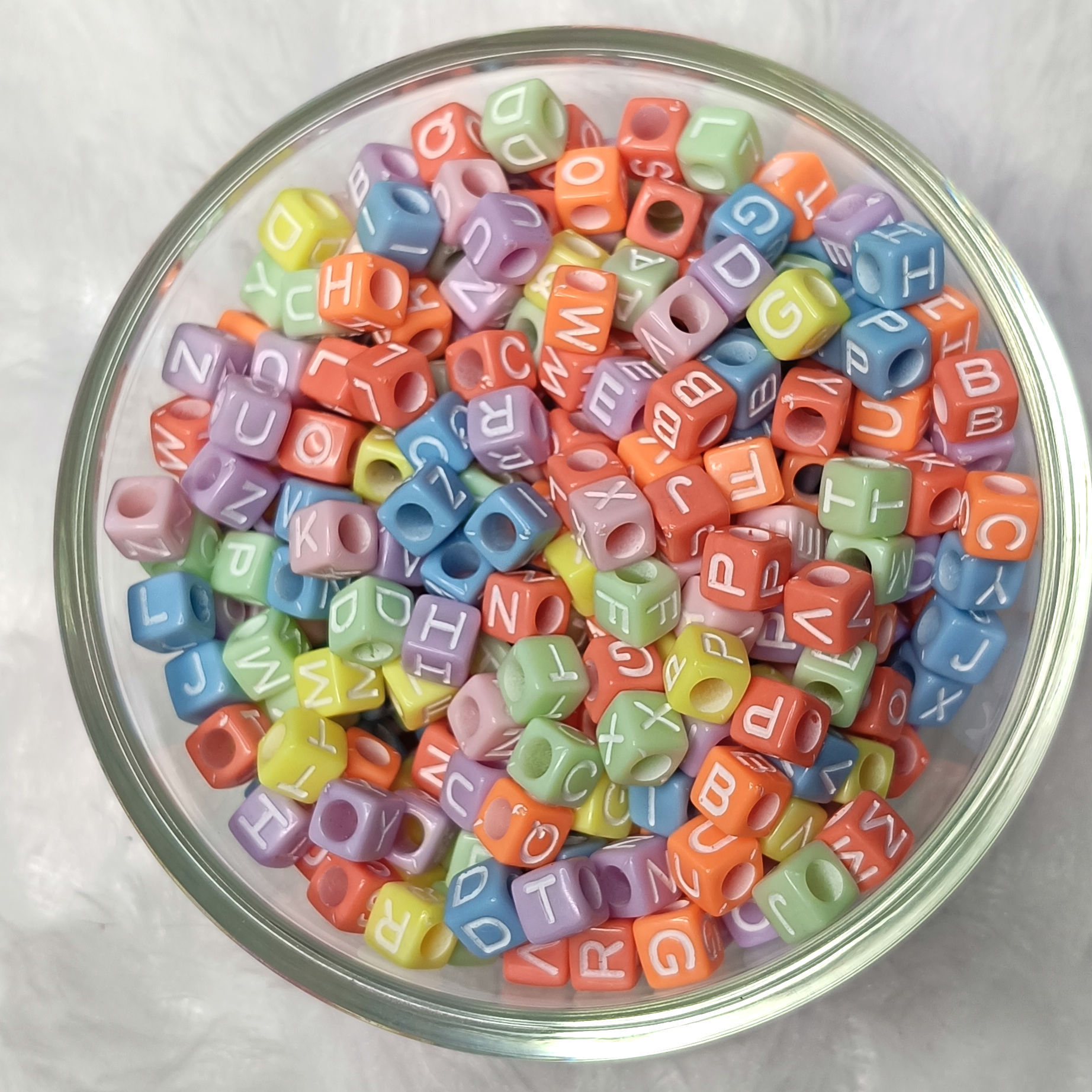 Alphabet square bead- Multicolor 20gm
