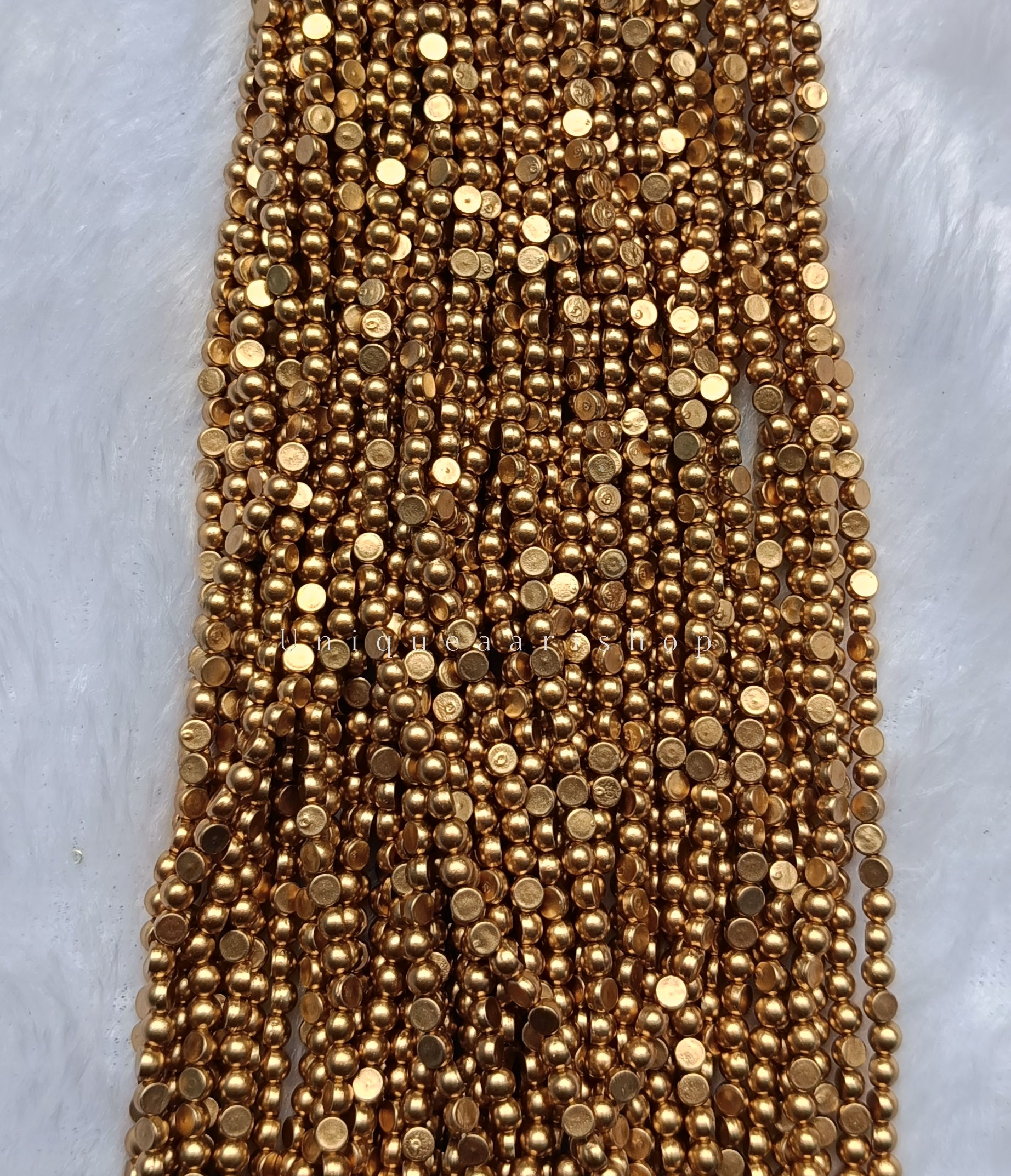 4MM dullgold half bead 1bunch-12lines
