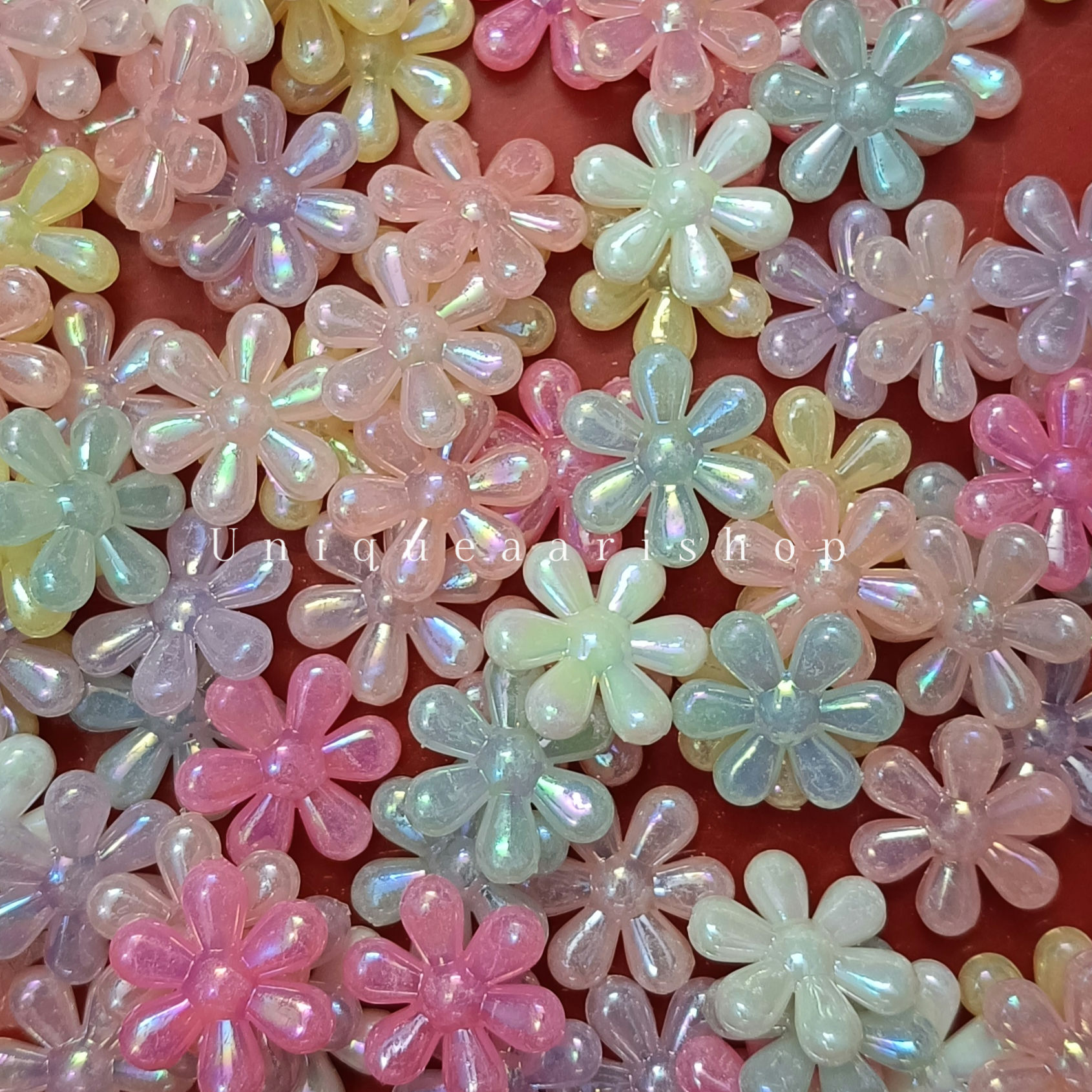 Shiny Pastel Daisy Beads-10gm