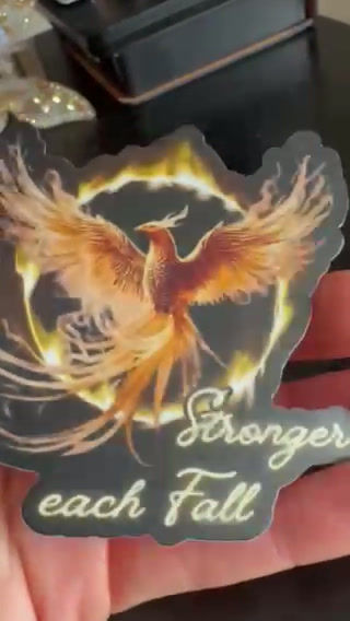 Thumbnail: Phoenix, Stronger Each Fall, Custom Stickers, 3″ × 2.88″