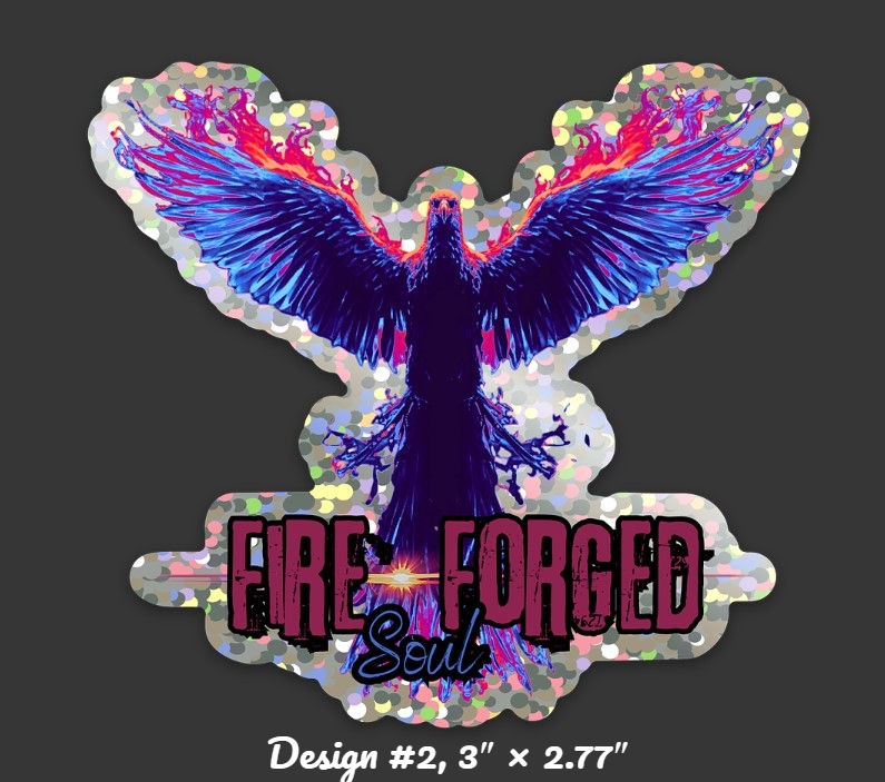 Thumbnail: Fire-Forged Soul Glitter Sticker, 3″