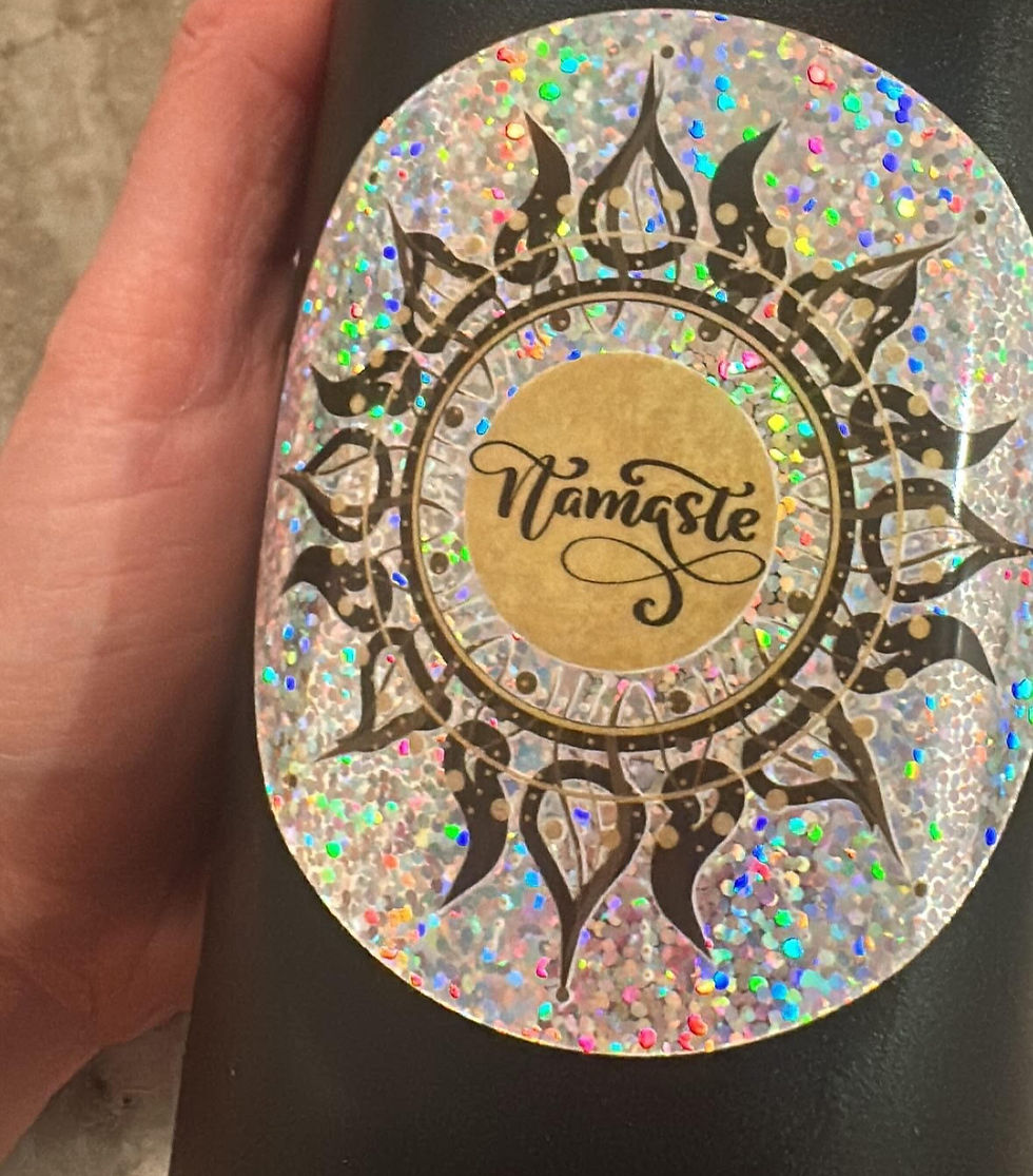 Thumbnail: Namaste Glitter Sticker, 3" by 3"