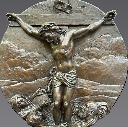 "Jesus Dies On The Cross" Bas relief sculpture in bronze Peter Schipperheyn