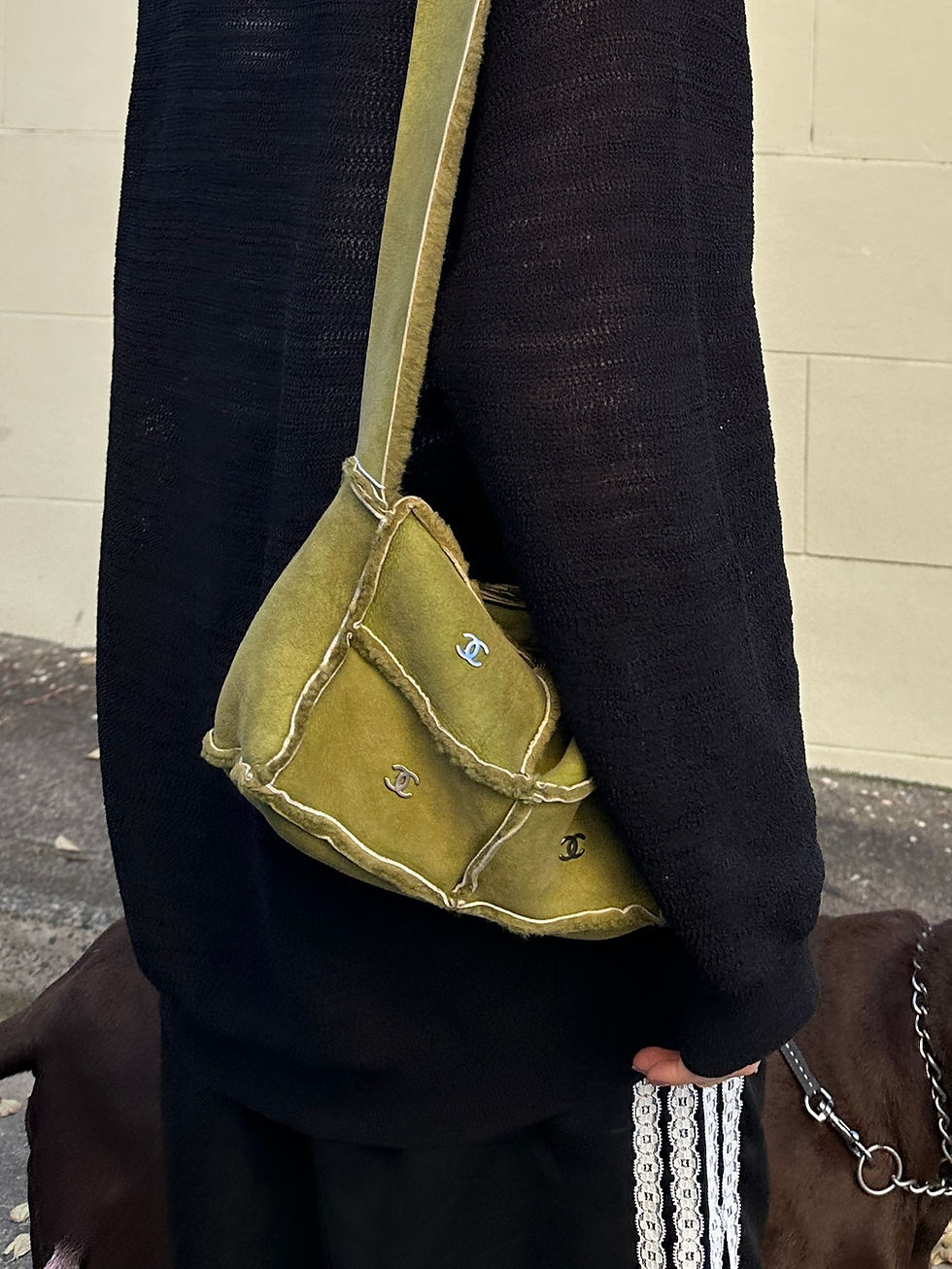 Chanel Choco Bar Handbag in Green Suede