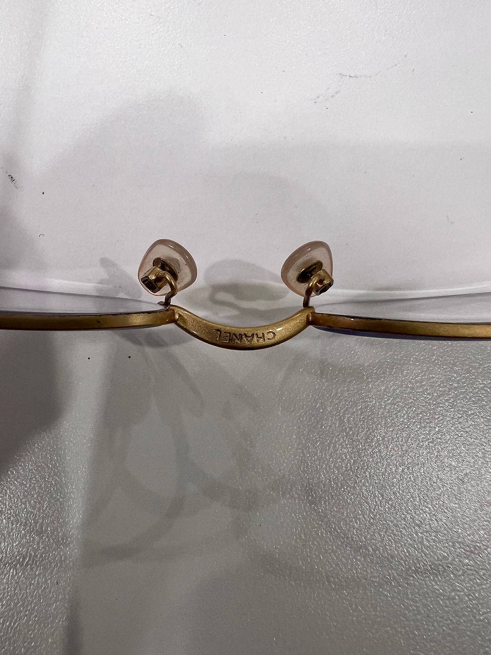 Thumbnail: Chanel cat-eye eyeglasses gold metal frame