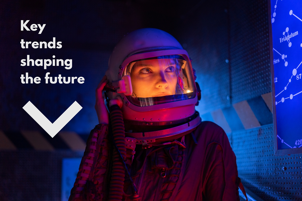 Woman astronaut looking at interstellar map