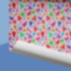 Gift wrap featuring rainbow coloured hearts