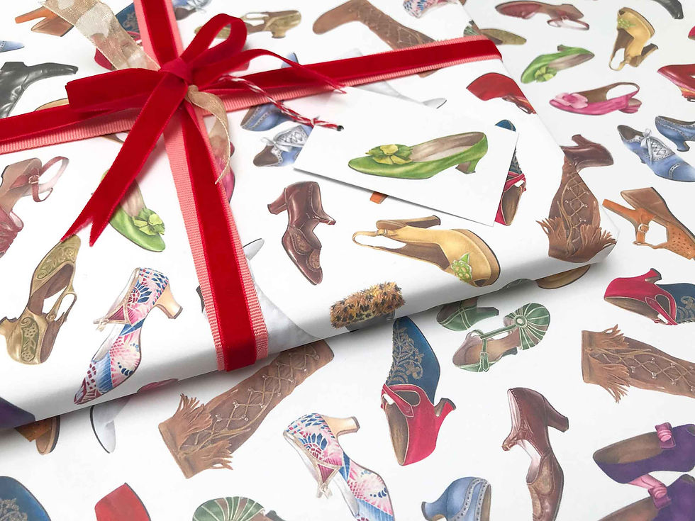 Thumbnail: Twinkle Toes Gift Wrap with Tag Detail
