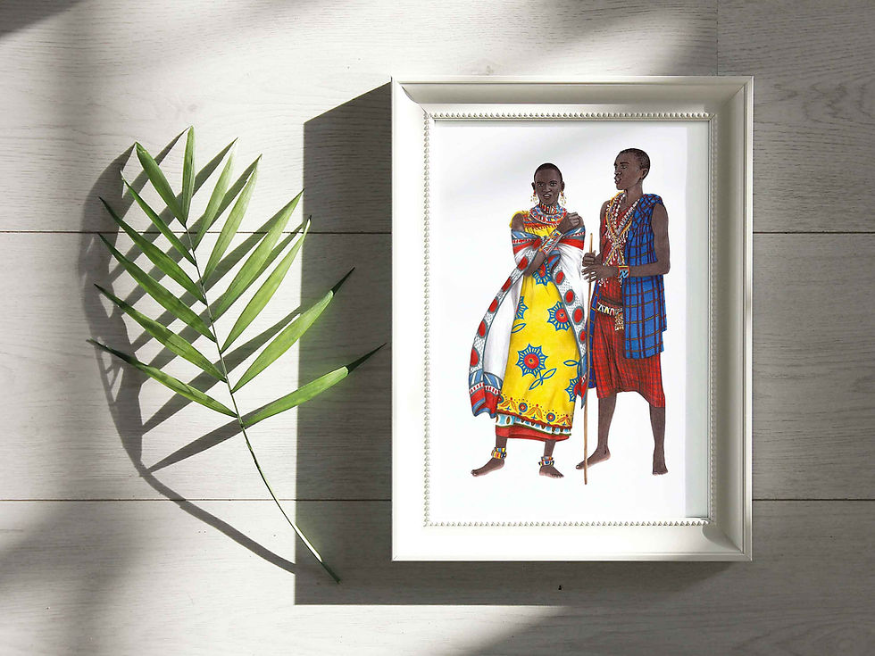 Thumbnail: Costumes of the World Art Print Kenya White Frame