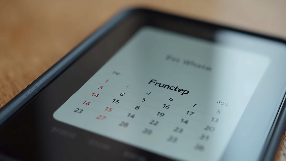 Close-up view of a minimalist calendar app on a smartphone