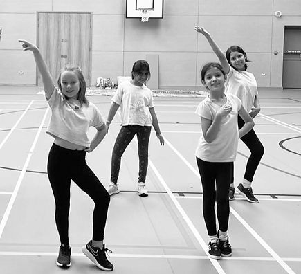 Girls dancing at Summer dance camp. Modern dance