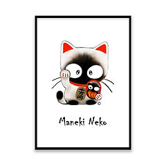 Maneki Neko - 5x7 Framed Art | lifeiswabi-sabi