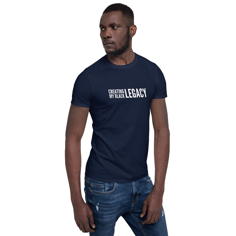 Thumbnail: A man in a black t-shirt that says, creating my black legacy