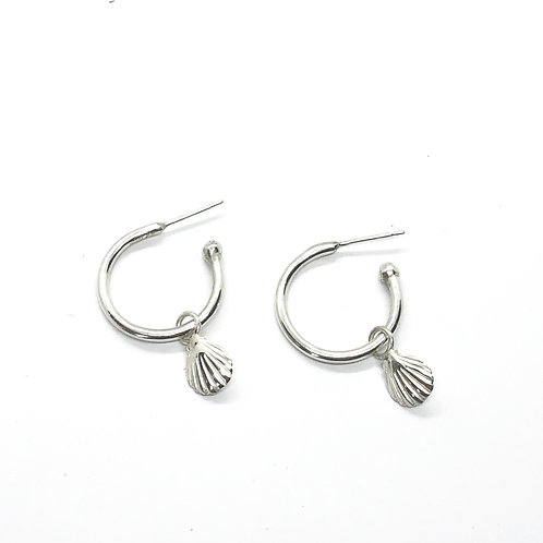 Little Shell Charm Hoops