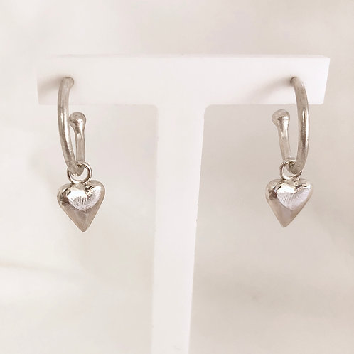 Midi Heart Charm Hoops