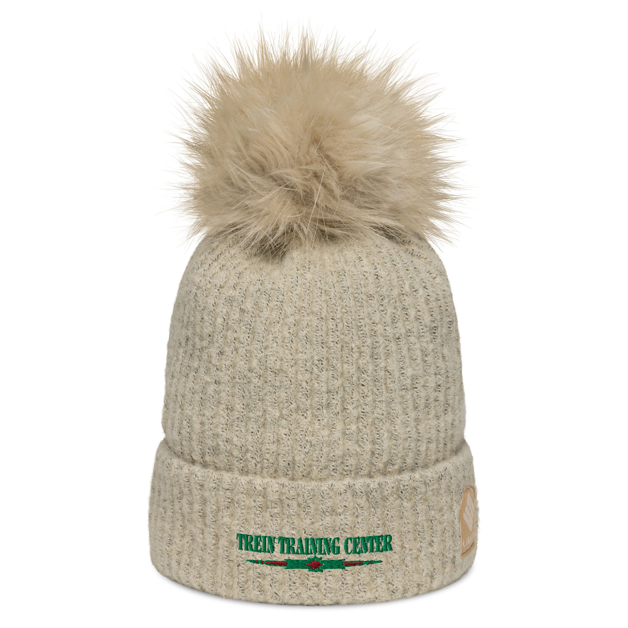 Trein TC Embroidered Columbia fluffy pom-pom beanie