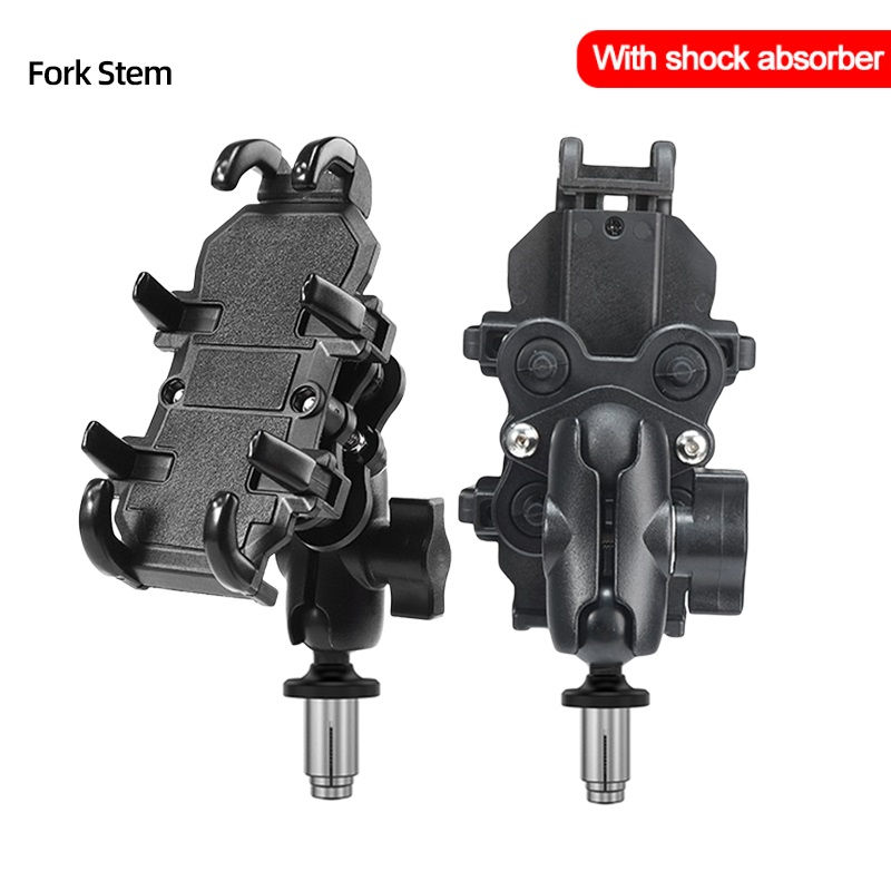 Thumbnail: Motorcycle Bike Phone Holder w/ Shock Absorbe Handlebar Fork Stem Mount GPS Clip