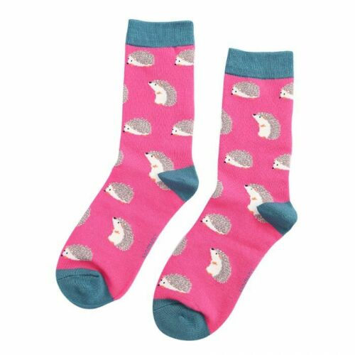 Cute Hedgehogs Bamboo Socks Hot Pink Size UK 4-9
